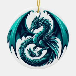 Aquamariner Drache Keramik Ornament