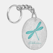 Aquamariner Dragonfly Personalisierter Akryllische Schlüsselanhänger (Vorderseite links)