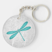 Aquamariner Dragonfly Personalisierter Akryllische Schlüsselanhänger (Rückseite)