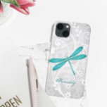 Aquamariner Dragonfly-Personalisierter iPhone-X-Fa Case-Mate iPhone Hülle<br><div class="desc">Schützen Sie Ihr iPhone X mit einem Aquamarinen Dragonfly Personalisiert iPhone X Fall. Im Case Design finden Sie eine farbenfrohe Libelle, eine weiche, weiche, blumenreiche Weinrebe vor einem hellgrauen Grunge Damast-Hintergrund mit einem Bereich, der mit Ihrem Namen individuell gestaltet werden kann. Zusätzliche Geschenkartikel in diesem Design sowie eine Vielzahl von...</div>