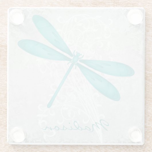 Aquamariner Dragonfly-Personalisierter Untersetzer (Rückseite)