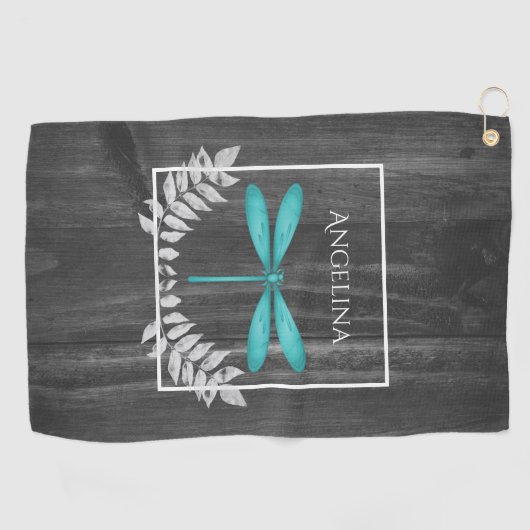 Aquamariner Dragonfly Rustikales Golfhandtuch (Horizontal)