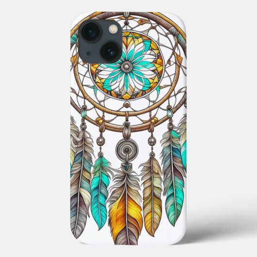 Aquamariner Dreamcatcher Mystical Boho Feathers an Case-Mate iPhone Hülle (Rückseite)