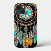 Aquamariner Dreamcatcher Mystical Boho Feathers an Case-Mate iPhone Hülle (Rückseite)