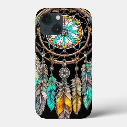 Aquamariner Dreamcatcher Mystical Boho Feathers an Case-Mate iPhone Hülle (Rückseite)