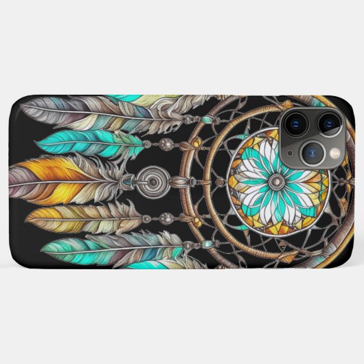 Aquamariner Dreamcatcher Mystical Boho Feathers an Case-Mate iPhone Hülle (Rückseite (Horizontal))