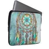 Aquamariner Dreamcatcher Mystical Boho Feathers an Laptopschutzhülle (Vorne Rechts)