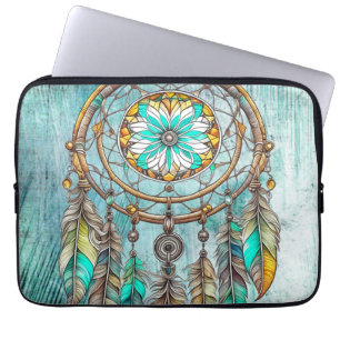 Aquamariner Dreamcatcher Mystical Boho Feathers an Laptopschutzhülle