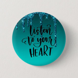 Aquamariner Drift-Glitzer Inspiration Zitat Button