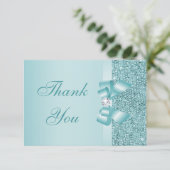 Aquamariner Drucksequins-Bogen u. Diamant danken Dankeskarte (Stehend Vorderseite)