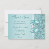 Aquamariner Drucksequins-Bogen u. Diamant danken Dankeskarte (Rückseite)