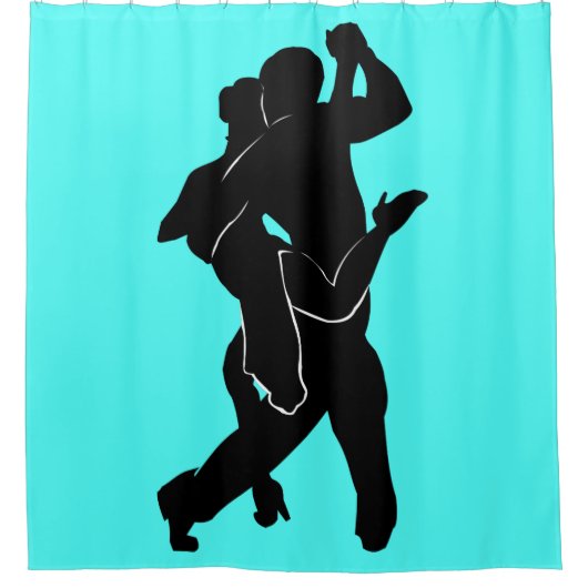 Aquamariner Duschvorhang mit Tango Tänzerinnen Ihr (Vorderseite)