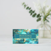 Aquamariner Edelstein mit geometrischer Gold-Geome Visitenkarte (Stehend Vorderseite)