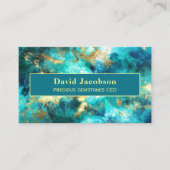 Aquamariner Edelstein mit geometrischer Gold-Geome Visitenkarte (Vorderseite)