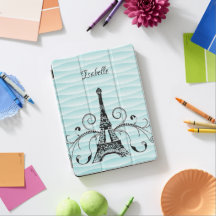 Aquamariner Eiffelturm Blühe iPad-Abdeckung