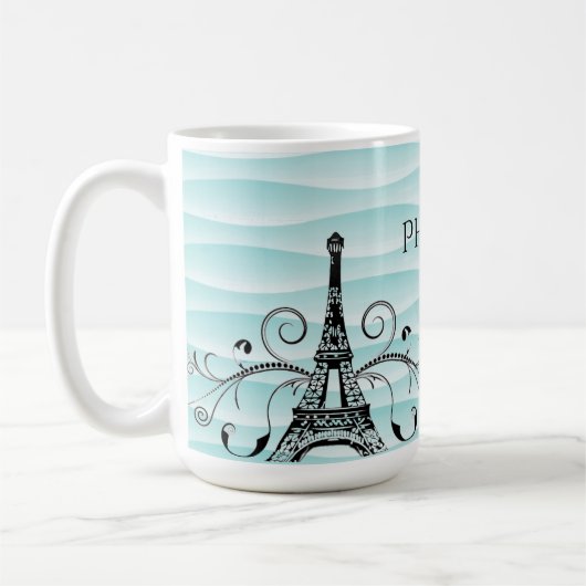 Aquamariner Eiffelturm Blühe Kaffeepause Tasse (Links)