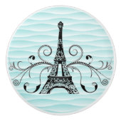 Aquamariner Eiffelturm Blühe Keramik Pull Keramikknauf (Vorderseite)