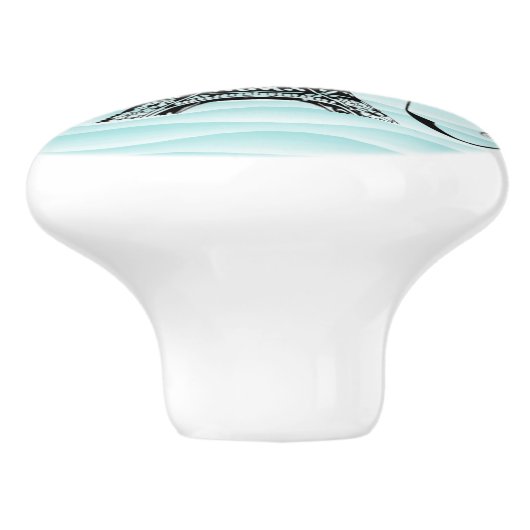 Aquamariner Eiffelturm Blühe Keramik Pull Keramikknauf (Seitenansicht)