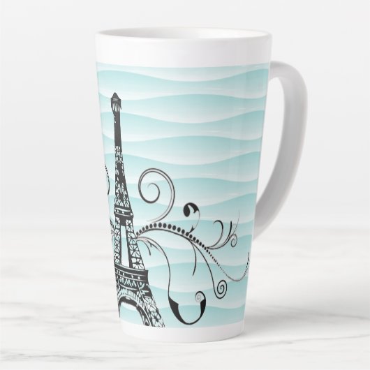 Aquamariner Eiffelturm Blühe Latte-Tasse Milchtasse (Rechte Ecke)