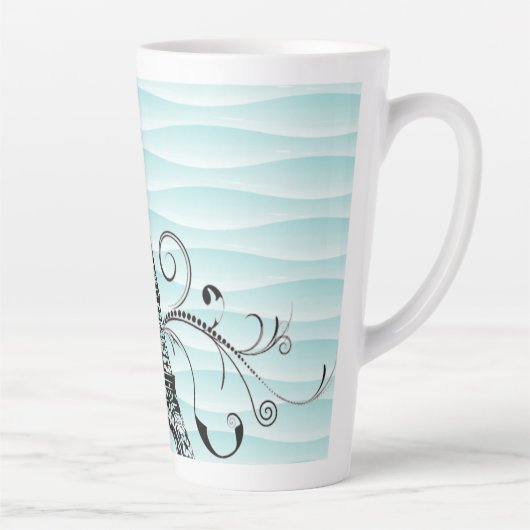 Aquamariner Eiffelturm Blühe Latte-Tasse Milchtasse (Rechts)