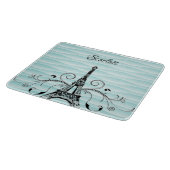 Aquamariner Eiffelturm Blühe Schneidebrett (Ecke)