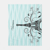 Aquamariner Eiffelturm Blühte Fleece Blanket (Vorderseite)