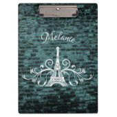 Aquamariner Eiffelturm Grunge Clipboard Klemmbrett (Vorderseite)