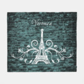 Aquamariner Eiffelturm Grunge Fleece Blanket (Vorderseite (Horizontal))