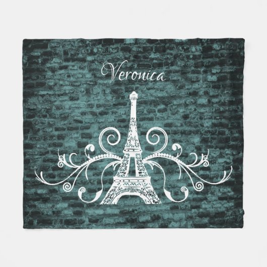 Aquamariner Eiffelturm Grunge Fleece Blanket (Vorderseite (Horizontal))