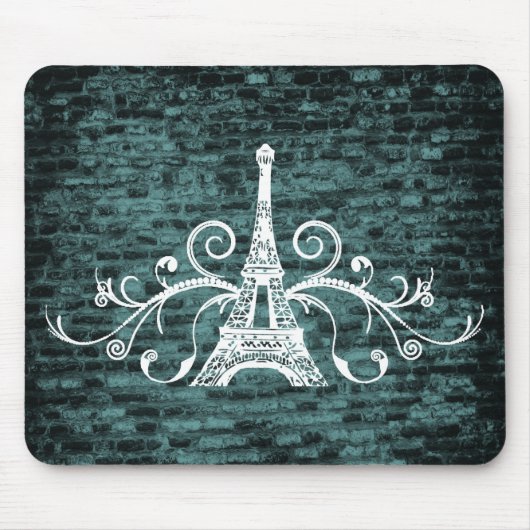 Aquamariner Eiffelturm Grunge Mouse Pad Mousepad (Vorne)