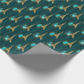 Aquamariner Eiffelturm und Schwarzer Flor Paris Geschenkpapier (Ecke)