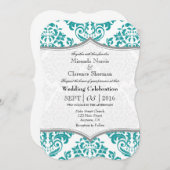 Aquamariner Einladung zur Hochzeitsfeier mit graue (Vorne/Hinten)