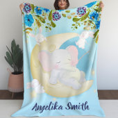 Aquamariner Elefant Crescent Moon Personalisierter Fleecedecke