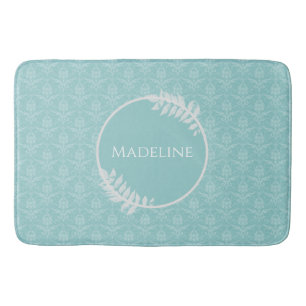 Aquamariner Eleganter Damask Personalisierter Bade Badematte