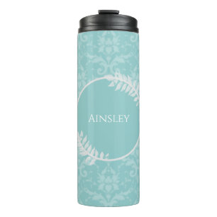 Aquamariner eleganter Damaske Personalisierter The Thermosbecher