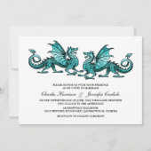 Aquamariner, eleganter Dragon Wedding-Einladung Einladung (Vorderseite)