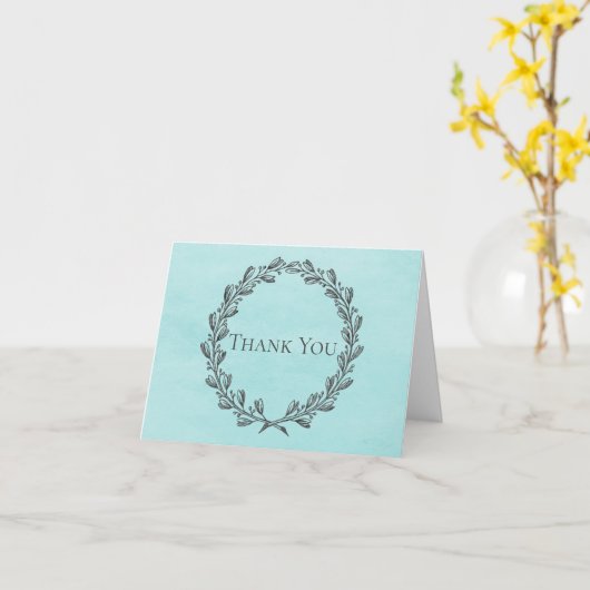 Aquamariner eleganter Kranz Dankeschön-Karte Karte (Gelbe Blume)