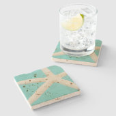 Aquamariner, eleganter Meeresstrand Steinuntersetzer (Seitenansicht)