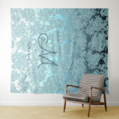 Aquamariner, eleganter Mongram-Hochzeitskopf für F Wandteppich (Beispiel (Horizontal))