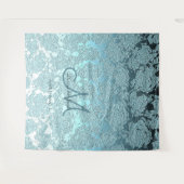 Aquamariner, eleganter Mongram-Hochzeitskopf für F Wandteppich (Vorderseite (Horizontal))