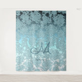 Aquamariner, eleganter Mongram-Hochzeitskopf für F Wandteppich (Vorderseite)