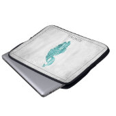 Aquamariner Eleganter Pfau Personalisierter Laptop Laptopschutzhülle (Vorne Knopf)