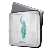 Aquamariner Eleganter Pfau Personalisierter Laptop Laptopschutzhülle (Vorderseite Links)