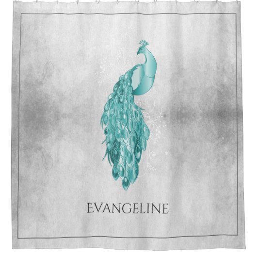 Aquamariner Eleganter Pfauenduschvorhang Duschvorhang (Vorderseite)
