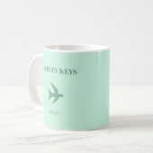 Aquamariner, eleganter Vogel Kaffeetasse (Vorderseite Links)