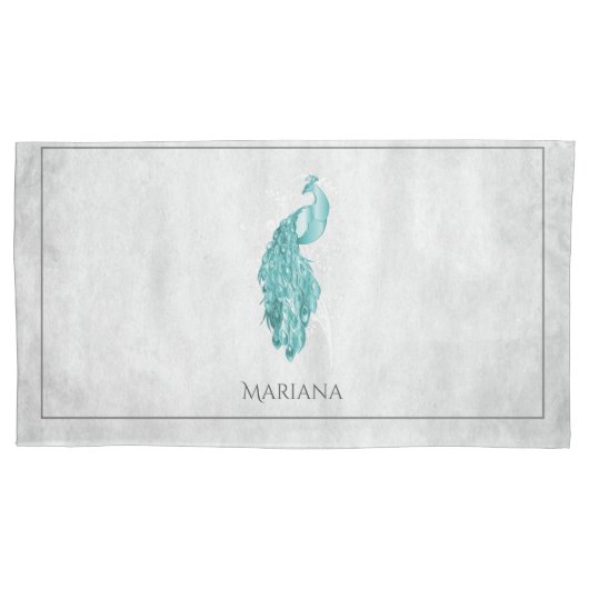 Aquamariner Fall eines Pfauenpilzes Kissenbezug (Vorderseite)