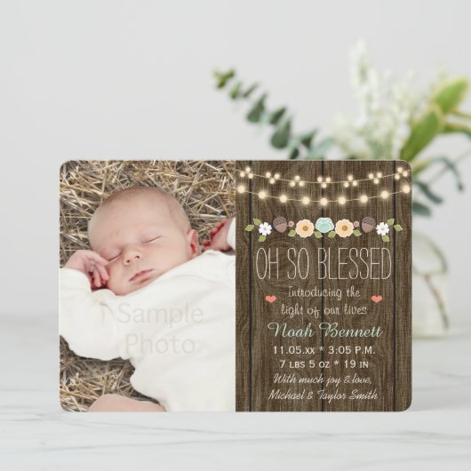 Aquamariner Fall Rustikale Zeichenkette der Light  Ankündigung (Stehend Vorderseite)