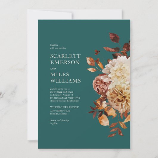 Aquamariner Fall Terracotta Einladung (Vorderseite)