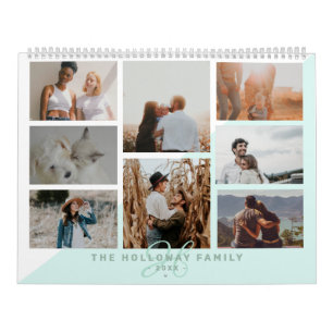 Aquamariner Familienname für Monogramm, blau 20 Fo Kalender