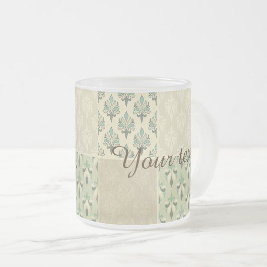 Aquamariner Farbfall Damasal königlichen Chic eleg Mattglastasse (VorderseiteRechts)